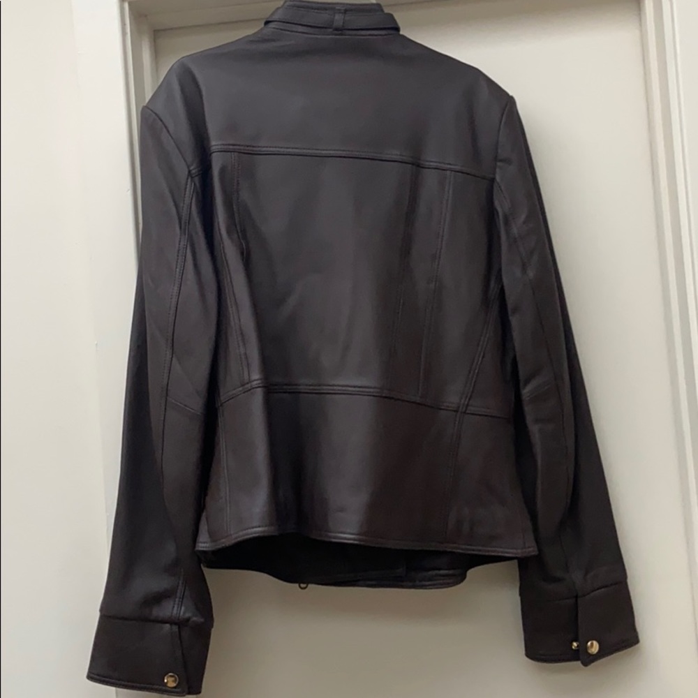 Ecru Brown Leather Jacket Xl Gem